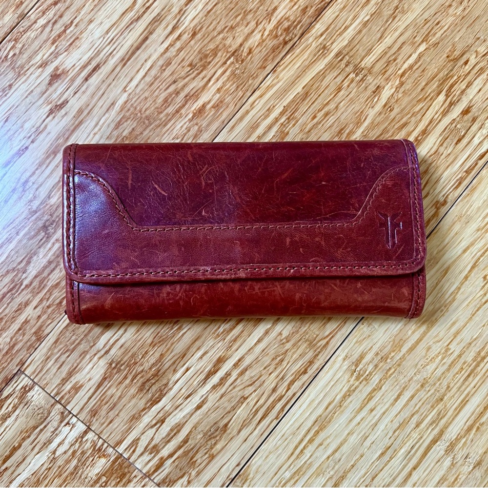 Frye Melissa Wallet - Distressed Continental Red Leather
